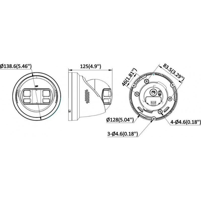 Hikvision DS-2CD2343G2P-LISU/SL telecamera IP dome panoramica 180° 4MP, nero