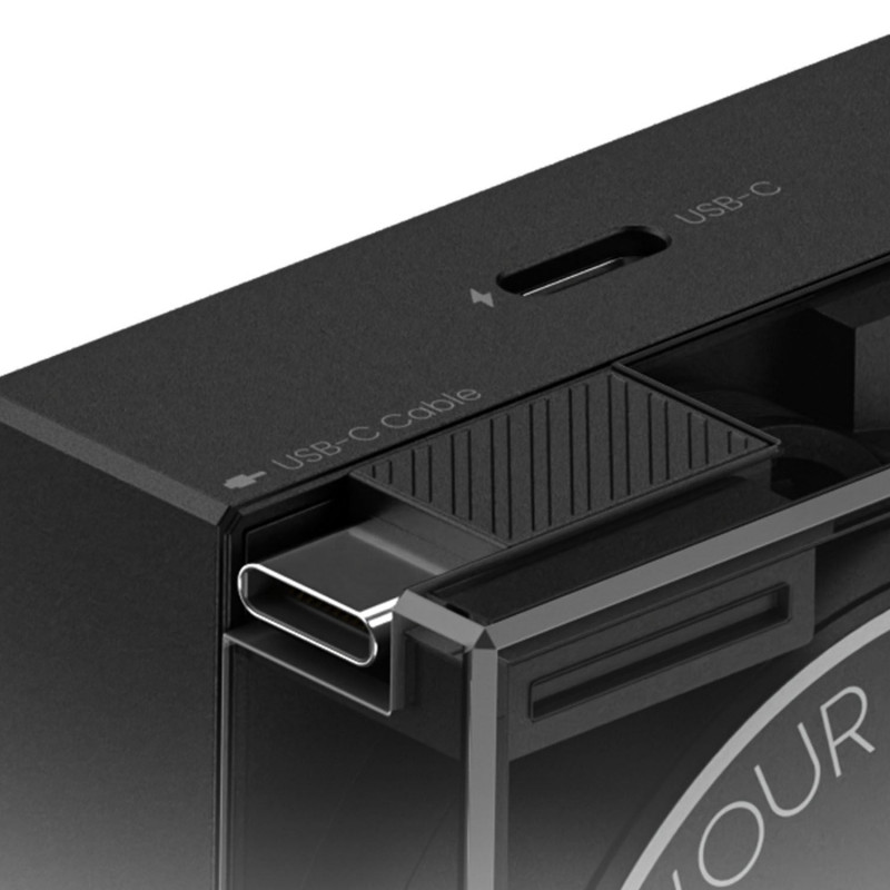 SHARGE caricabatterie GaN 65 retrattile, 65 W, 2x USB-C, cavo USB-C integrato, nero