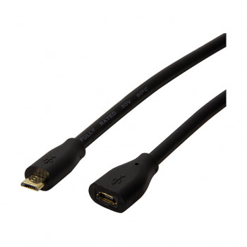 LogiLink CU0120 Cavo di prolunga USB 2.0, connettore maschio Micro-USB B su connettore femmina Micro-USB B, 0,5 m, nero