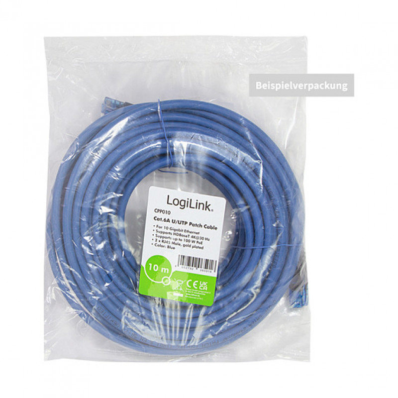 Logilink Cavo patch Cat6a U/UTP RJ45, 1 m, blu, LSZH