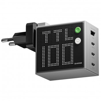 SHARGE Pixel 100 Caricabatterie GaN, 100W, 3x USB-C, 1x USB-A - grigio