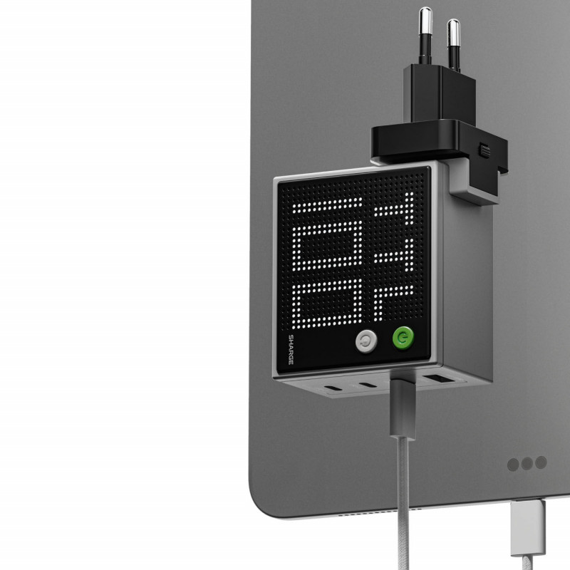 SHARGE Pixel 100 Caricabatterie GaN, 100W, 3x USB-C, 1x USB-A - grigio