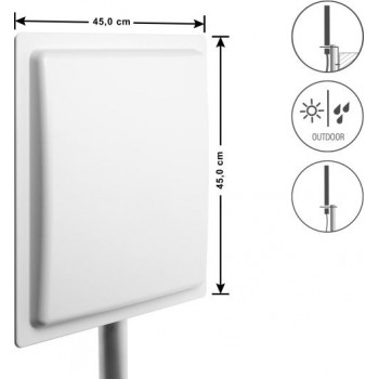 Navilock antenna di navigazione aerea, connettore femmina N, 13 dBi, antenna direzionale, montaggio a parete/palo, esterno, bianco (60771)