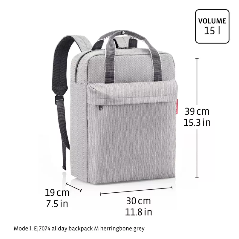 Reisenthel allday zaino M per laptop fino a 15,6 pollici, 15 L, nero
