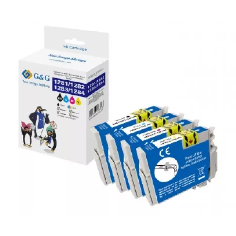 Multipack cartucce d'inchiostro compatibili G&G per Epson T1285 (C13T12854012), nero/ciano/magenta/giallo