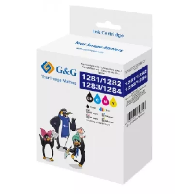 Multipack cartucce d'inchiostro compatibili G&G per Epson T1285 (C13T12854012), nero/ciano/magenta/giallo