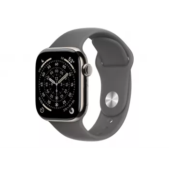 Apple Watch Series 11 GPS + Cellular 42 mm cassa in titanio naturale con cinturino sport grigio – S/M