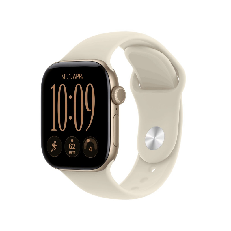 Apple Watch Series 12 (oro, alluminio, 42 mm, cinturino sportivo Sand M/L)