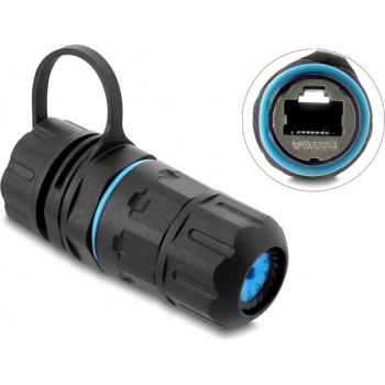 Delock connettore per cavi RJ45 femmina a RJ45 femmina Cat.6A con filettatura M20 x 1,5 mm e tappo di chiusura con case IP68 antipolvere e impermeabile (91840)
