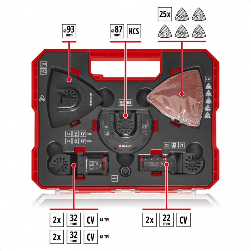Einhell 708136 Set di accessori per utensile multifunzione, 35 pezzi, in XL-PLUS-CASE