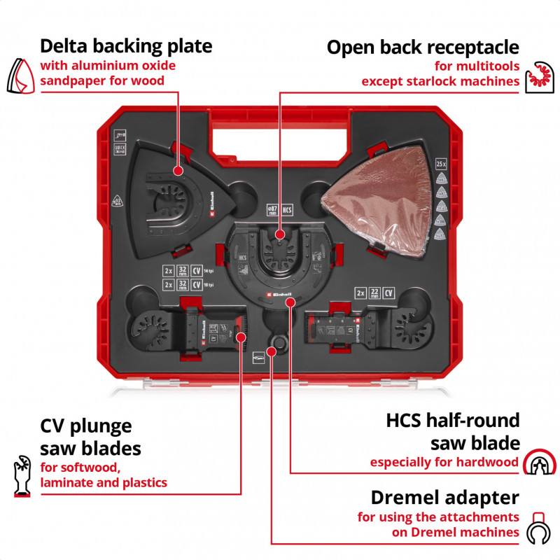 Einhell 708136 Set di accessori per utensile multifunzione, 35 pezzi, in XL-PLUS-CASE