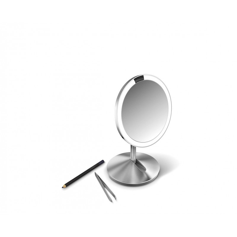 simplehuman Specchio pieghevole con sensore, 12 cm, ricaricabile, acciaio inox spazzolato