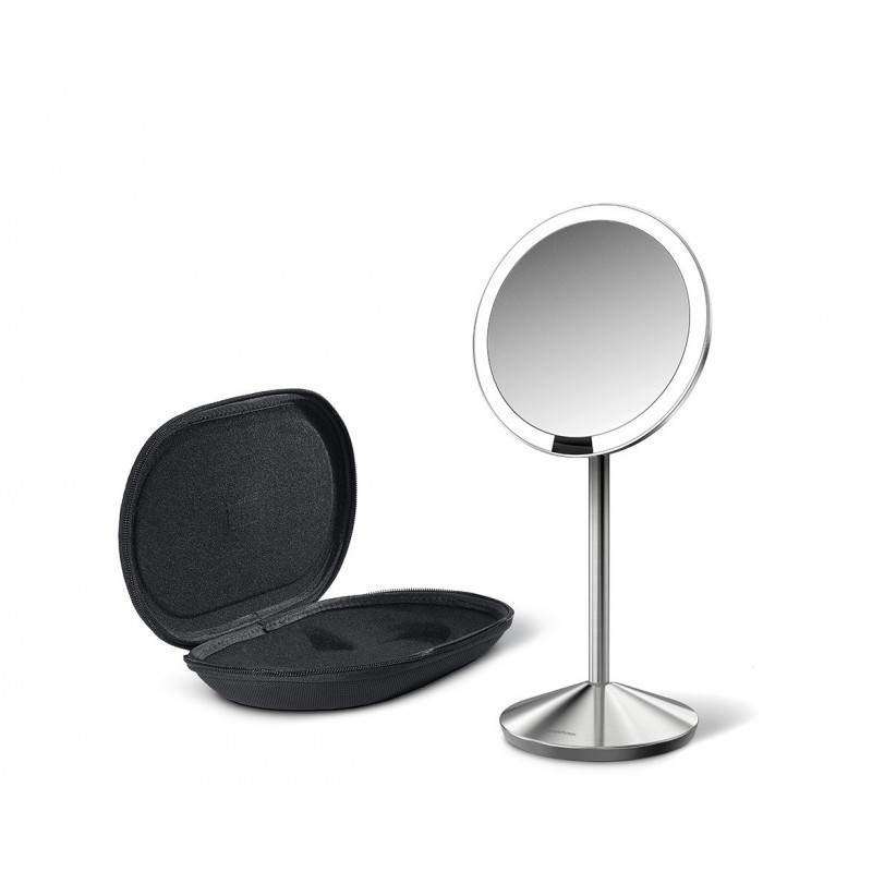 simplehuman Specchio pieghevole con sensore, 12 cm, ricaricabile, acciaio inox spazzolato