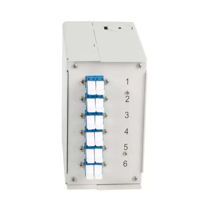EFB Elektronik Box per guida DIN OS2 G652D, 12x pigtail LC, 6x connettore femmina LC duplex (BHS70921.12)