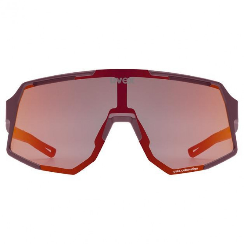 Uvex Sequenze CV Occhiali da ciclismo, Cranberry Matt / Mirror Red