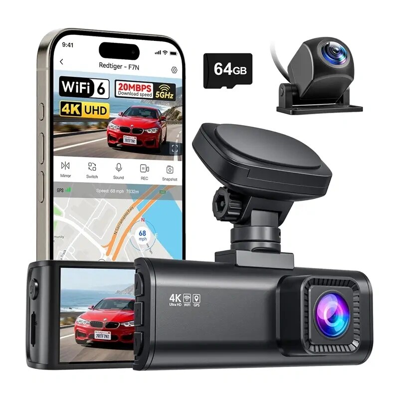 REDTIGER F7N (64G) WiFi 4K + 1080p dashcam