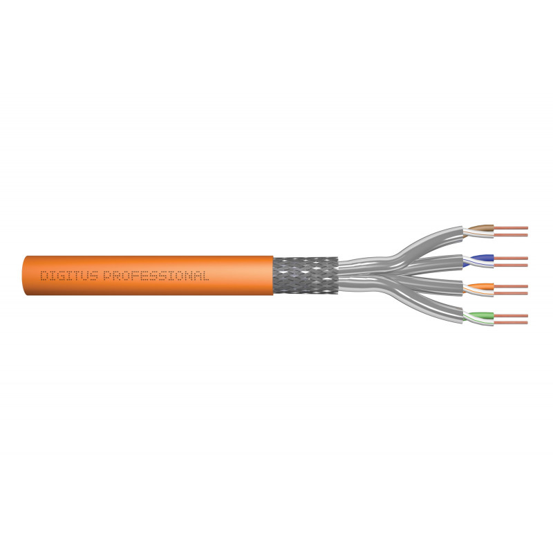 DIGITUS Cavo di installazione Cat7 S/FTP, B2ca, AWG 23/1, LSZH, 100 m, arancione