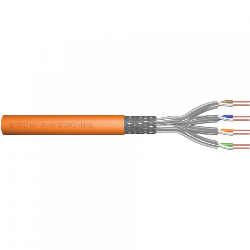 DIGITUS Cavo di installazione Cat7 S/FTP, B2ca, AWG 23/1, LSZH, 100 m, arancione