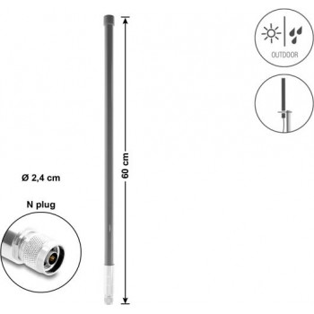 Delock Antenna WiFi 5800 MHz connettore maschio N 10 dBi omnidirezionale fissa per esterno grigio 60 cm (60767)