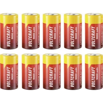 Voltcraft batteria speciale C (Baby), Button Top, Li-SoCl2, 3,6 V, 9000 mAh, 10 pz.