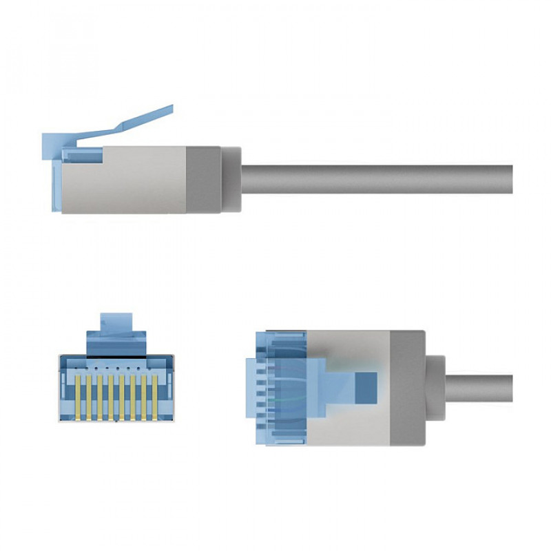 Goobay Cavo patch Slim Cat6a U/FTP RJ45, 1 m, grigio