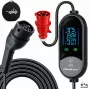 Qoltec caricabatterie mobile EV per auto elettriche e ibride, regolazione 2-in-1, Type 2, 7 kW, 230 V, CEE 32 A, LED, 5 m