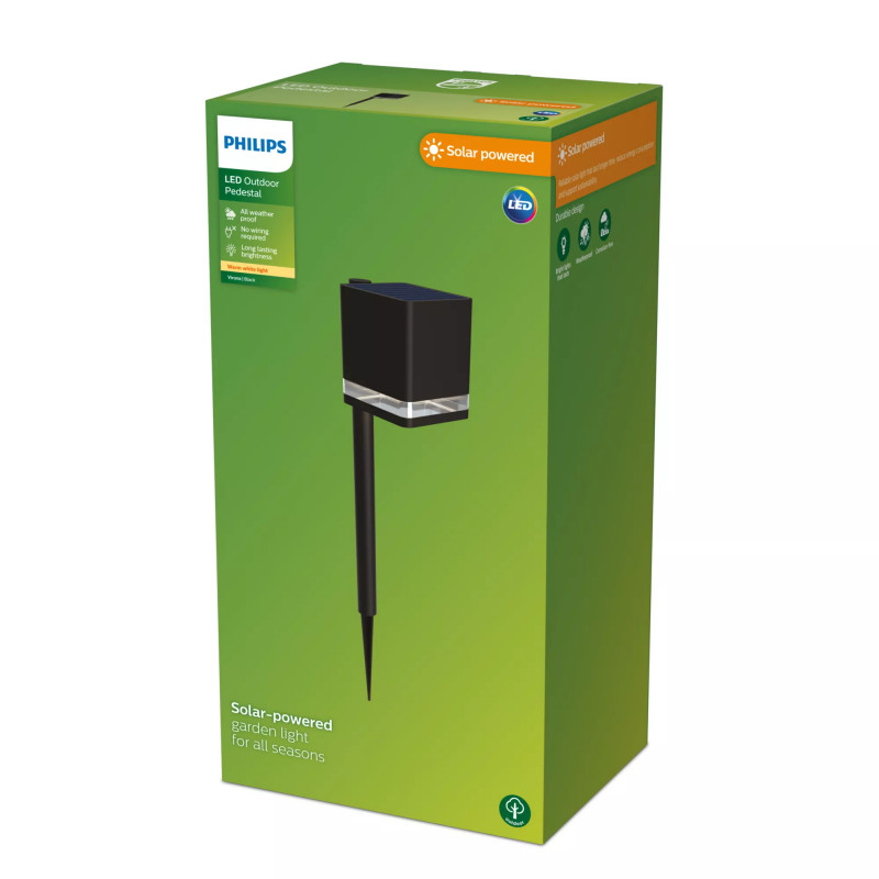 Philips LED Puntale da terra esterno solare Virona 1,8W, nero