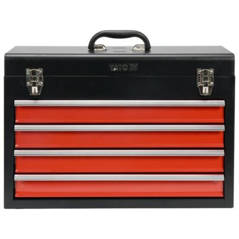Yato YT-08874 cassetta per piccoli pezzi/utensili in acciaio inox nero, rosso