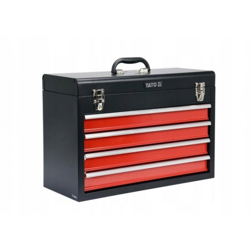 Yato YT-08874 cassetta per piccoli pezzi/utensili in acciaio inox nero, rosso