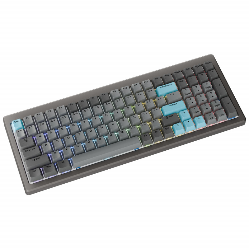Ducky Cushion 98 tastiera gaming, 96%, layout US (ANSI), Shush Red Switches - Nickel (DKCUS2598-DSUSPHCC3H1)