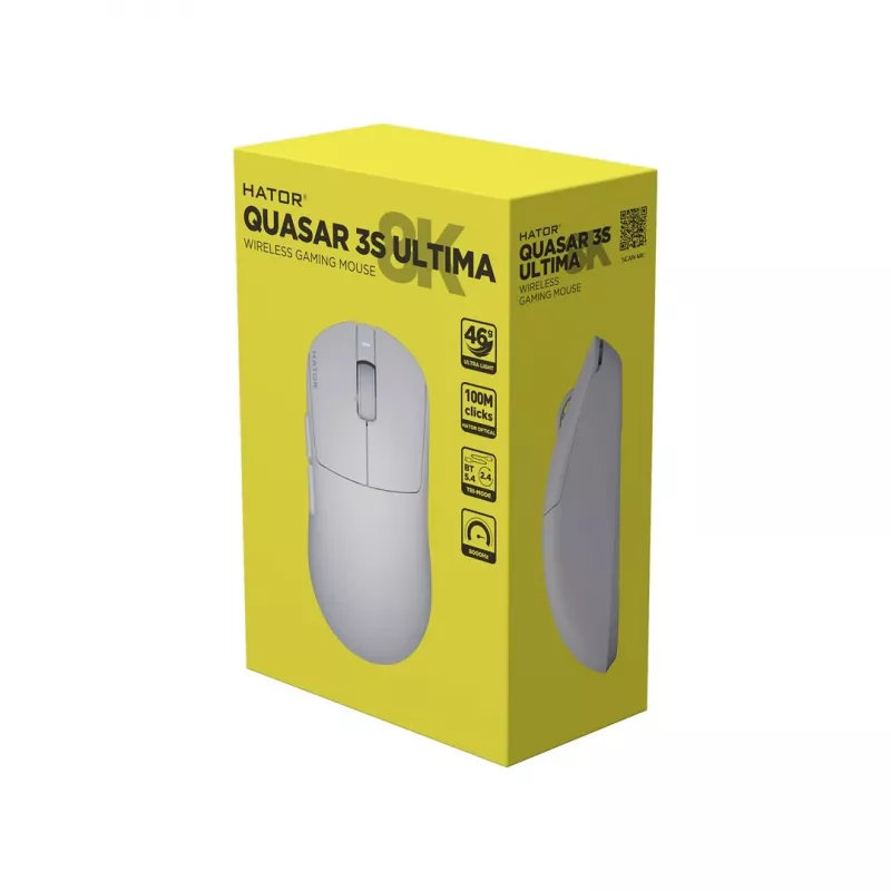 Hator Quasar 3S Ultima mouse gaming wireless, bianco (HTM661)