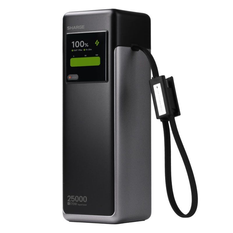 SHARGE HyperTower 170 Powerbank, 25.000 mAh, 170 W, 4-in-1, nero