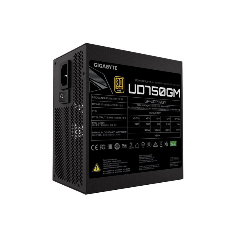 GIGABYTE UD750GM Alimentatore ATX 750W, 80+ Gold, completamente modulare
