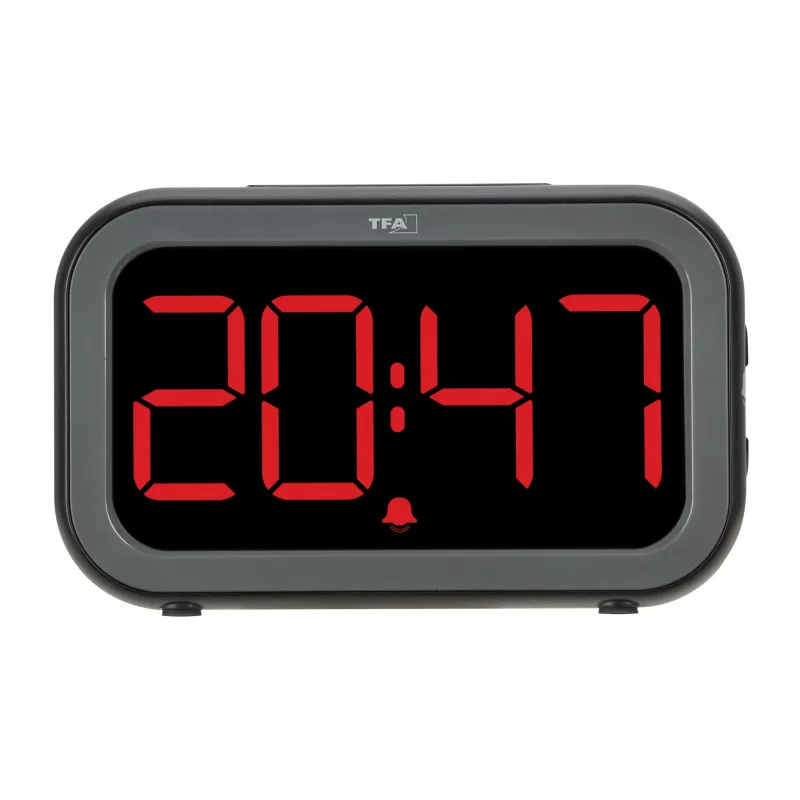 TFA Dostmann Bingo sveglia digitale ibrida, display LCD/LED, nero/antracite, 60.2048.01