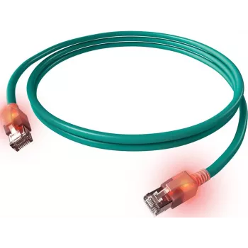 ZVK EasyLan Cat6a cavo patch LED RJ45, schermato, 7,5 m, turchese