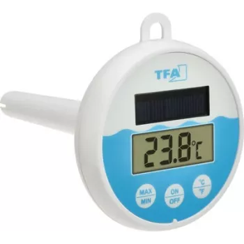TFA Dostmann termometro solare digitale per piscina, bianco/turchese, 30.1068.02