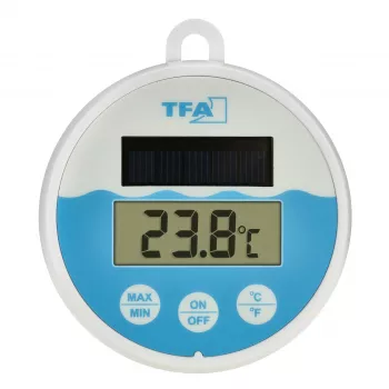 TFA Dostmann termometro solare digitale per piscina, bianco/turchese, 30.1068.02