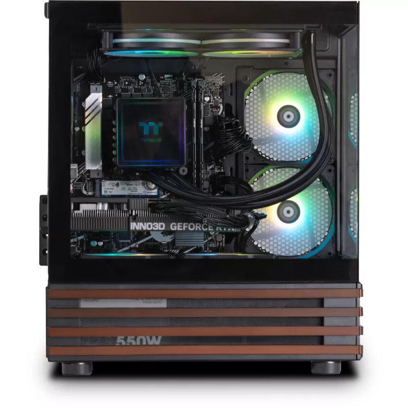 Thermaltake LCGS View 170WS PC desktop, nero/legno, Windows 11 Home