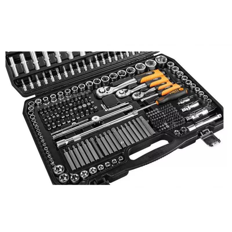 Neo Tools 10-218 set di utensili, 300 pezzi, attacco 1/2, 3/8, 1/4