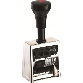 Reiner Timbro numeratore B6, altezza carattere 4,5 mm, in metallo, cromato lucido, ruote in ghisa speciale