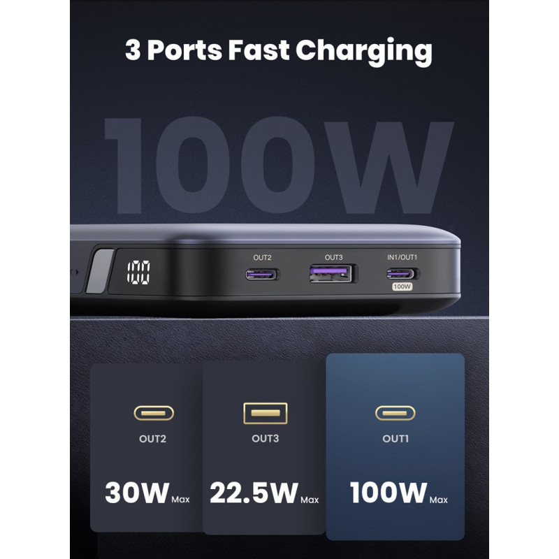 Powerbank Ugreen PB720 20000 mAh, grigio