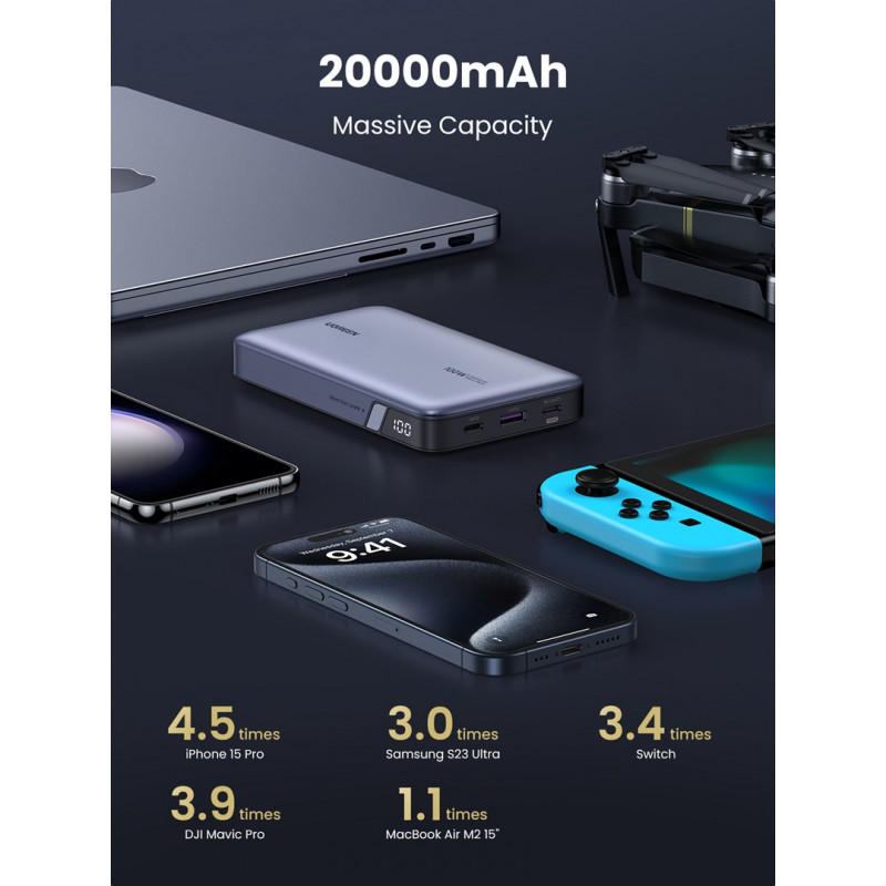 Powerbank Ugreen PB720 20000 mAh, grigio
