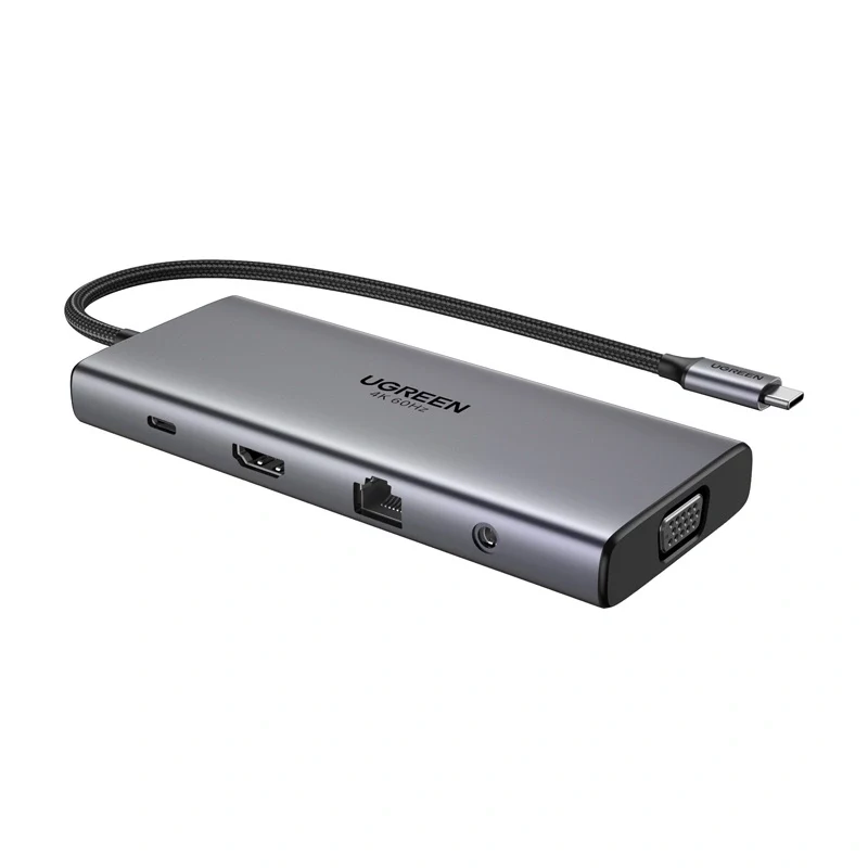 Ugreen CM639 hub USB-C, HDMI, VGA, 2x USB-C 3.2 10 Gbps, 2x USB, SD/TF, RJ45, Aux 3,5 mm, PD, 4K 60 Hz
