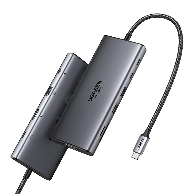 Ugreen CM639 hub USB-C, HDMI, VGA, 2x USB-C 3.2 10 Gbps, 2x USB, SD/TF, RJ45, Aux 3,5 mm, PD, 4K 60 Hz
