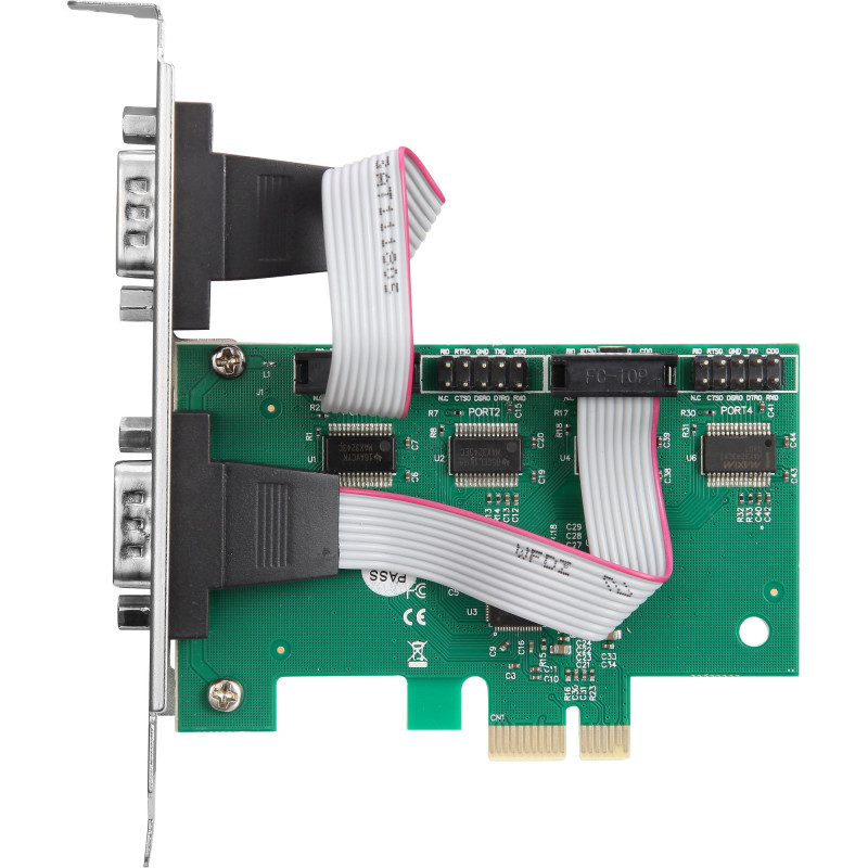 InLine® scheda interfaccia PCIe x1, 4x RS-232, Low Profile