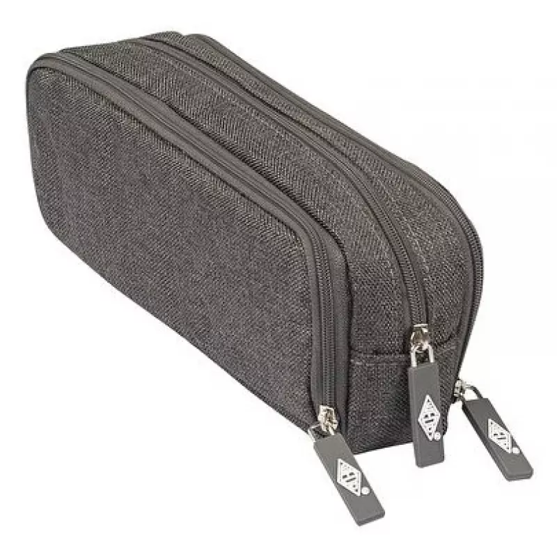 WEDO Astuccio portapenne College, poliestere, grigio, scomparto interno spazioso, 3 scomparti con zip, 7 penne