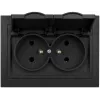 VCX WESA LC-53C presa doppia con coperchio e messa a terra, nero
