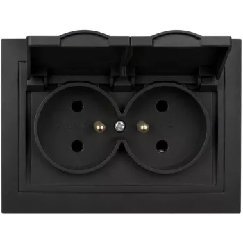 VCX WESA LC-53C presa doppia con coperchio e messa a terra, nero