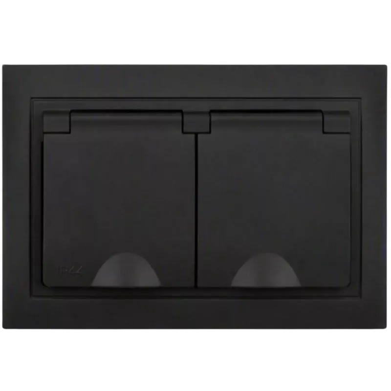 VCX WESA LC-53C presa doppia con coperchio e messa a terra, nero