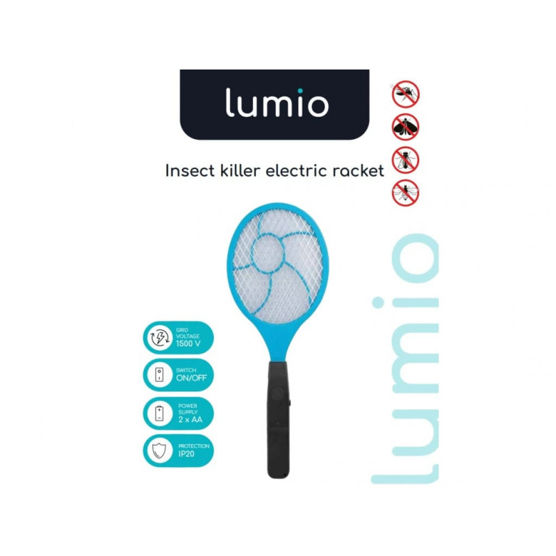 LUMIO Racchetta elettrica antimosche (MKE007), 2xAA, blu